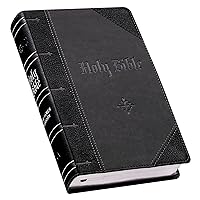 KJV Holy Bible, Giant Print Standard Size Faux Leather Red Letter Edition - Ribbon Marker, King James Version, Black /Gray