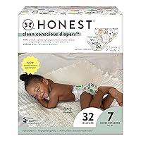 Clean Conscious Diapers | Plant-Based, Sustainable | Barnyard Babies + It’s A Pawty | Club Box, Size 7 (41+ lbs), 32 Count