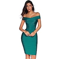 meilun Women's Rayon Off Shoulder Bandage Bodycon Party Dress Wedding Guest Dress