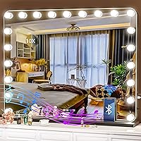 Hasipu Large Vanity Mirror with Lights and Bluetooth Speaker, 39.4