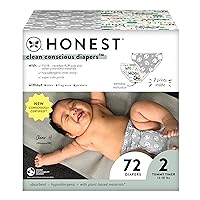 The Honest Company Clean Conscious Diapers | Plant-Based, Sustainable | Pandas + Barnyard Babies | Club Box, Size 2 (12-18 lbs), 72 Count