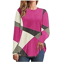 Color Block Plus Size Tops for Women Casual Long Sleeve Shirts Dressy Workout 2024 Spring Fashion Flannel Tee Blouse Tshirt