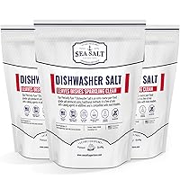 Dishwasher Salt 3-Pack - All-Natural Water Softener Salt for a Clean Finish - Compatible with Bosch, Miele, Thermador, Whirlpool and More - Food-Grade Coarse Sea Salt (15 lbs, 3 x 5 lb Bag)