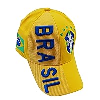 Brasil 5 Stars, Country Flag, World Cup Embossed HAT Cap ..New Multi