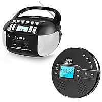 Portable CD Player with Bluetooth, CD Player with FM Transmitter and Speakers for Car, Rechargeable CD Player with Anti-Skip Protection, Headphones, LCD Display