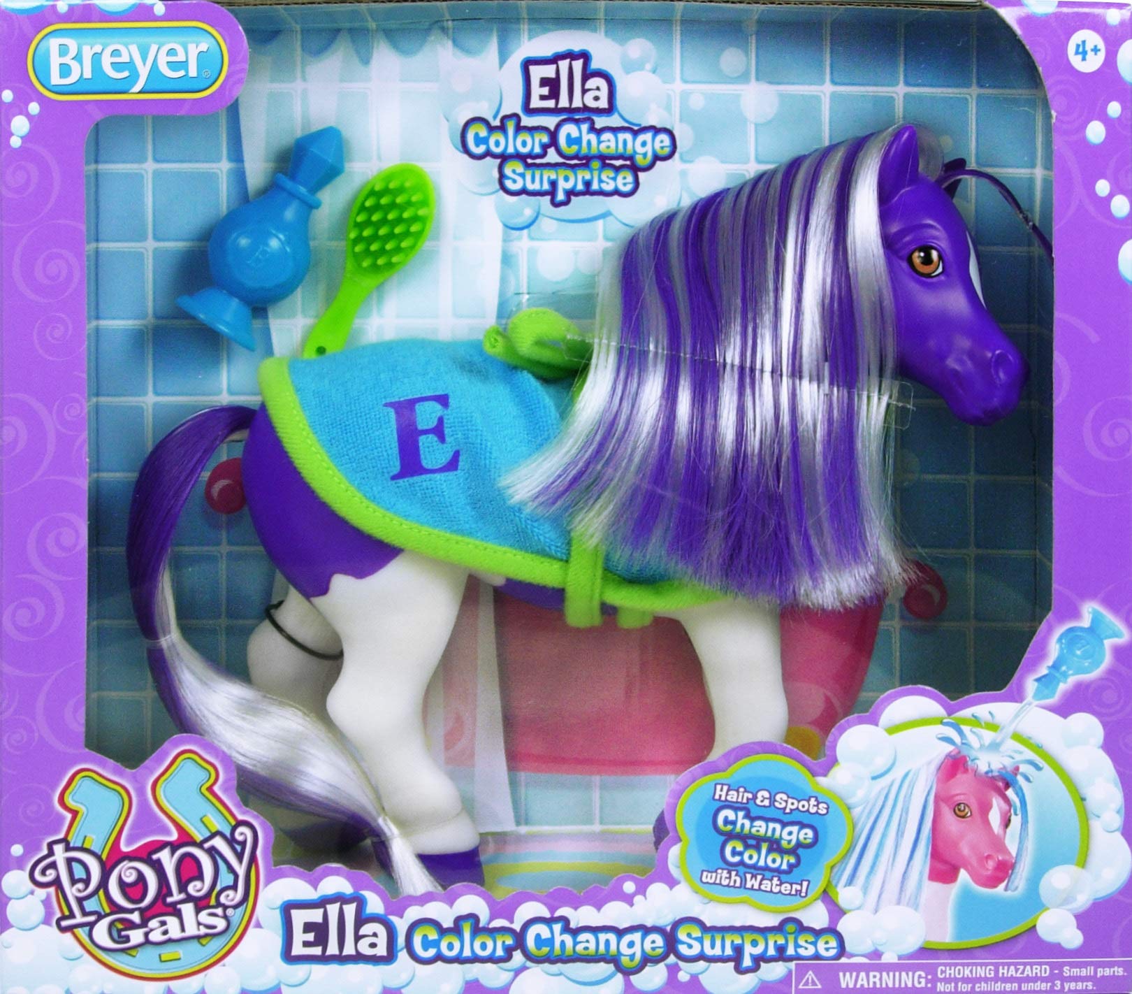 Breyer Color Changing Bath Toy | Ella the Horse | Purple / White with Surprise Pink Color | 7