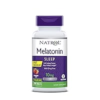 Natrol Melatonin Fast Dissolve Tablets, Help You Fall Asleep Faster, Stay Asleep Longer, Easy to Take, Dissolve in Mouth, Strengthen Immune System, Maximum Strength, Strawberry Flavor, 10mg, 200 Count