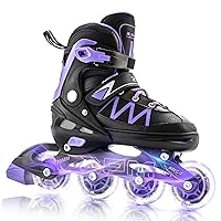 2PM SPORTS Girls Adjustable Inline Skates, Fun Roller for Kids, Beginner Illuminating Wheels Skates for Boys, Men and Ladies