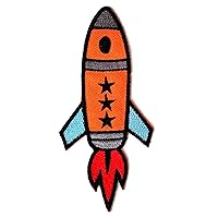 Nipitshop Patches Orange Flying Rocket Flying in Space Sky Cartoon Children Kid Patch Clothes Bag T-Shirt Jeans Biker Badge Applique Iron on Sew On Patch