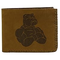 Men's Bull Dog Head - Man Body Handmade Natural Genuine Pull-up Leather Wallet