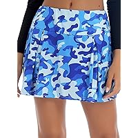 FEESHOW Women's Pleated Athletisch Golf Sport Einfarbig Workout Skort Skirt Camo Printed Miniskirt