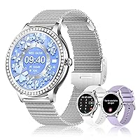Colesma Smartwatch with Phone Function and WhatsApp, 1.32 Inch Fitness Tracker Smart Watch with Voice Assistant, Heart Rate/Blood Pressure/SpO2/Sleep Monitor, Diamond Women's Watch for Android iOS