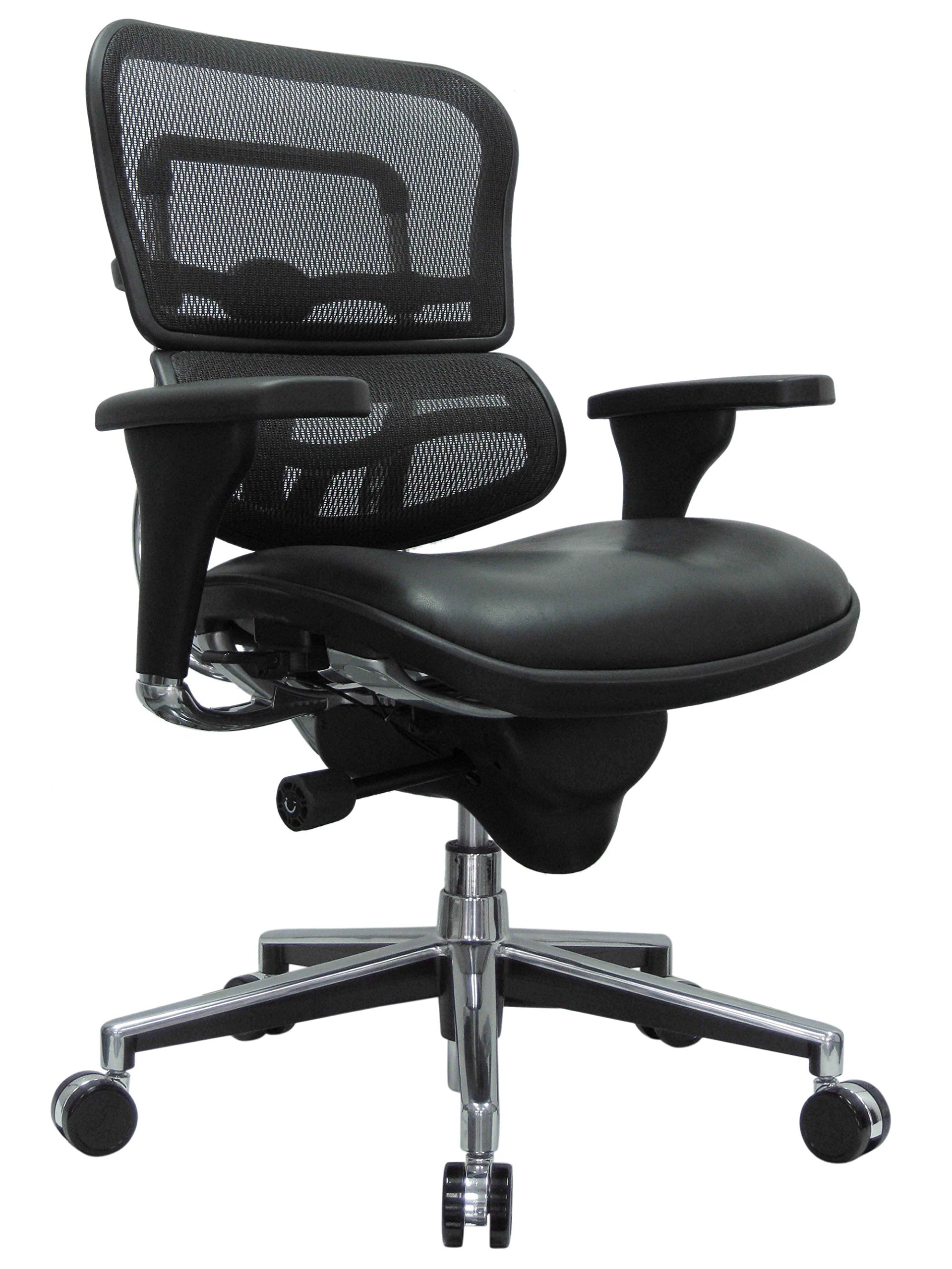 Eurotech Seating Ergohuman Mid Leather Seat/Mesh Back Swivel Chair, Black
