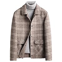Men's Wool Jacket Autumn Winter Double-Sided Woolen Coat Male Short Style Business Plaid Cashmere Clothing
