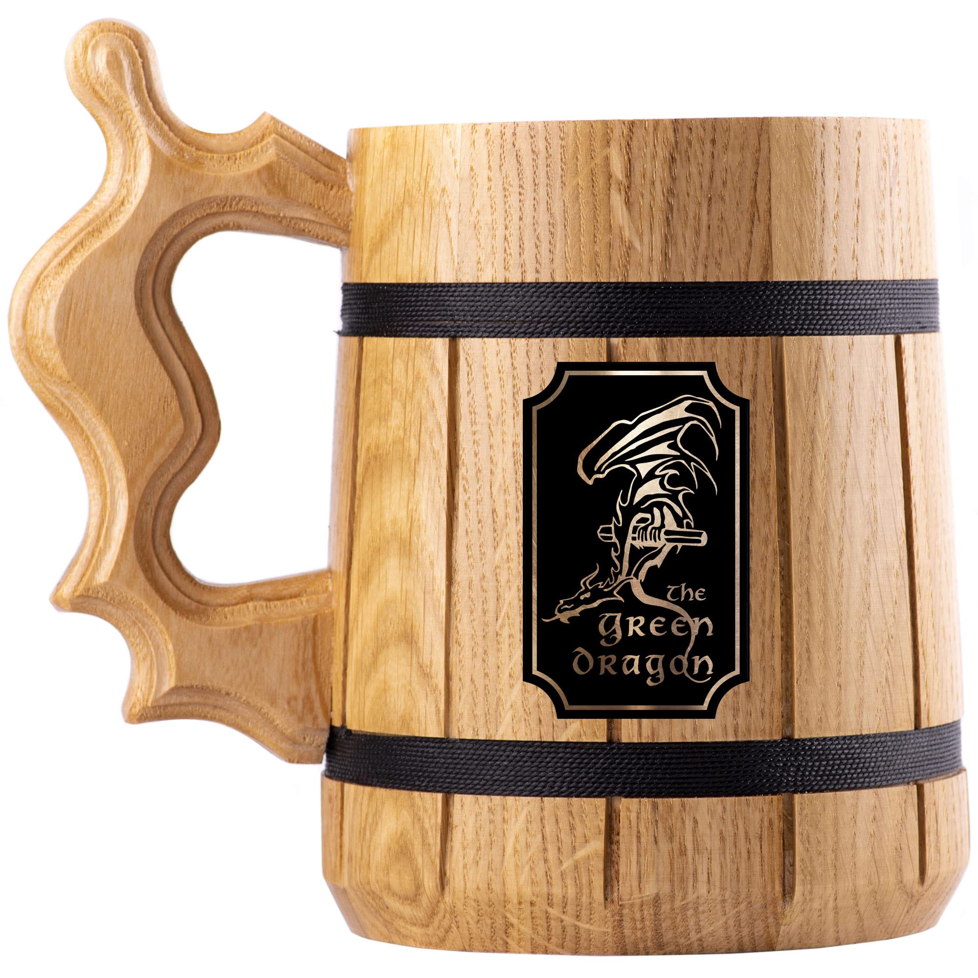 The Green Dragon Beer Mug, LOTR Gift, Green Dragon Wooden Beer Stein, Lord Of The Rings Beer Tankard, Hobbit Mug, Gift for Geek