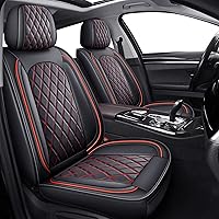 MIROZO 2pcs Front Seat Covers, Vehicle Cushion Cover Breathable Universal Fit for Most Sedan, Truck and SUV for Sentra Altima Maxima Xterra Sportage NIRO Optima Forte Soul Rio (Black and Red)