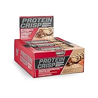 BSN Protein Crisp Bar, Protein Snack Bars, Crunch Bars with Whey Protein and Fiber, Gluten Free, Salted Toffee Pretzel, 12 Count (Packaging May Vary)