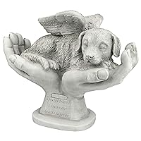 Design Toscano KY69912 In God's Hands Dog Pet Grave Memorial Outdoor Garden Statue, 12 Inch, Antique Stone