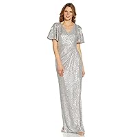 Adrianna Papell Women's Wave Sequin Draped Gown