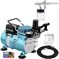 Master Airbrush Multi-Purpose Airbrushing System Kit with Siphon Feed Dual-Action Airbrush 0.35 mm Tip, 3/4 oz Fluid Cup, Pro 1/5 hp Cool Runner II Dual Fan Air Compressor - Hose, Holder, How To Guide