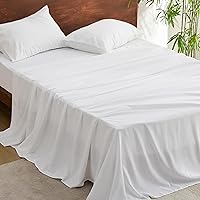 Bedsure Queen Sheets - Polyester & Rayon Derived from Bamboo Cooling Bed Sheets, Deep Pockets Fits up to 16