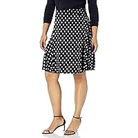 Star Vixen Women's Plus Size Midi-Length Full Sweep Ity Knit Skirt with O-Ring Adjuststable Waist Detail