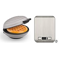 CROWNFUL Mini Waffle Maker Machine Cool Grey & CROWNFUL Food Scale, 11lb Digital Kitchen Scales Weight Ounces
