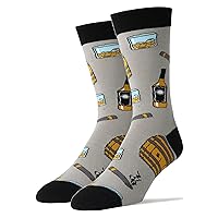 Oooh Yeah Men's Novelty Drinking Crew Socks, Funny Crazy Silly Casual Dress Cotton Socks