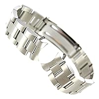 20mm Milano Curved End Semi Solid Stainless Steel Saftey Deployment Buckle Watch Band