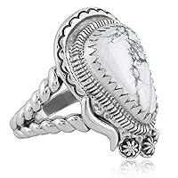 American West Jewelry Southwestern Buffalo Rope Ring with Sterling Silver Band and Genuine Gemstone Sizes 6-11