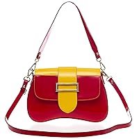 AURA Italian Made Red and Yellow Patent Leather Small Crossbody Purse