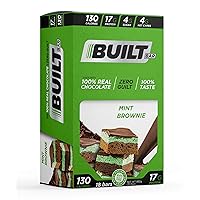 Built Bar 18 Pack Protein and Energy Bars - 100% Real Chocolate - High In Whey Protein And Fiber - Gluten Free, Natural Flavoring, No Preservatives (Mint Brownie)