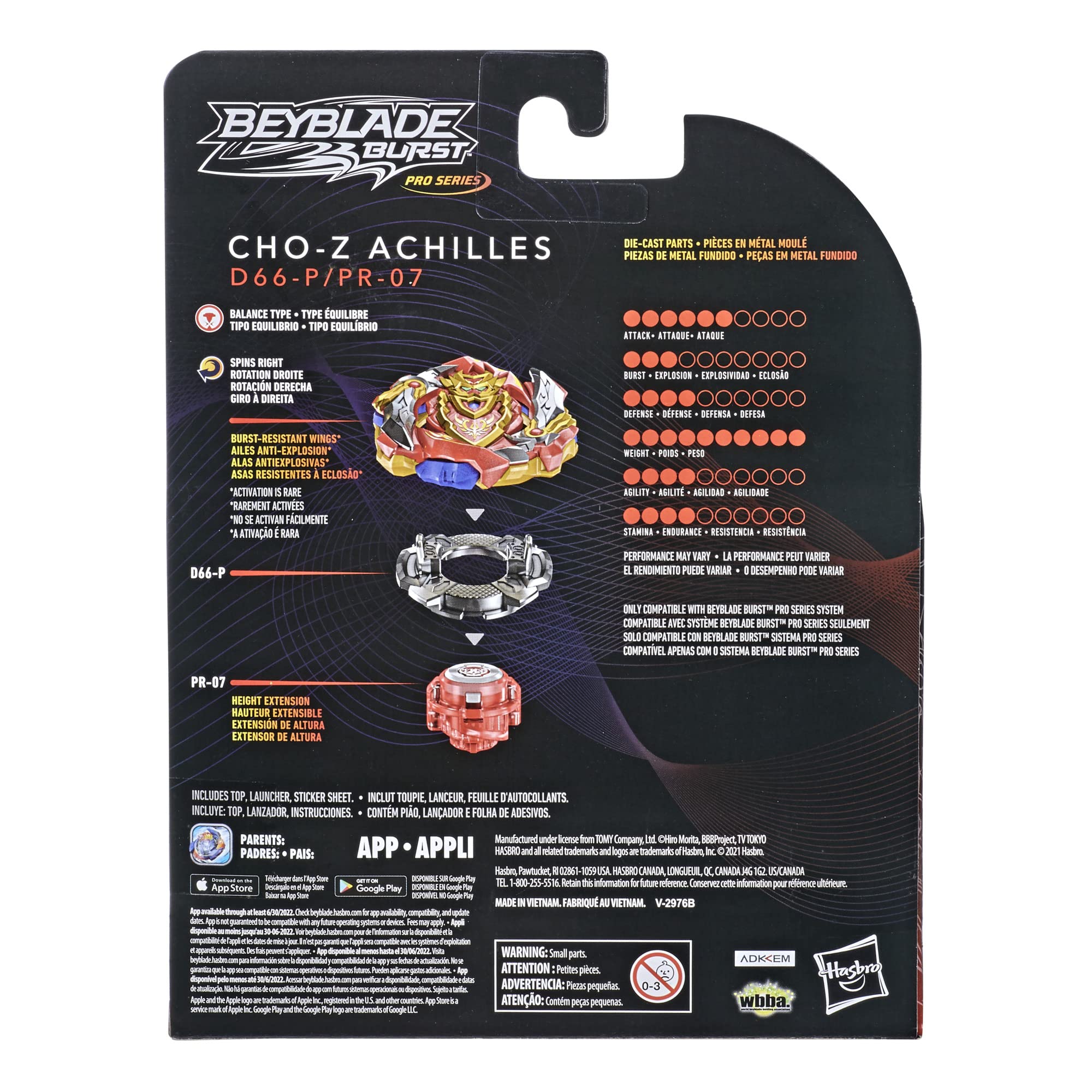 BEYBLADE Burst Pro Series Cho-Z Achilles Spinning Top Starter Pack -- Balance Type Battling Game Top with Launcher Toy