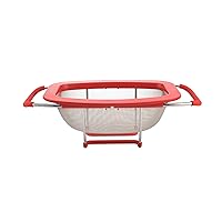 Farberware Professional Stainless Steel Expandable Over-The-Sink Colander/Strainer, Red