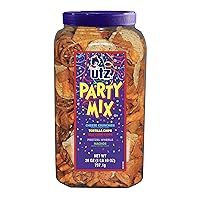 Utz Party Mix - 26 Ounce Barrel - Tasty Snack Mix Includes Corn/Nacho Tortillas, Pretzels, BBQ Corn Chips and Cheese Curls, Easy and Quick Party Snacks, Cholesterol Free and Trans-Fat Free