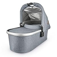 UPPAbaby Bassinet / Compatible with Vista, Cruz, Ridge, Minu Strollers / Overnight Sleep Solution / Mattress, Sheet, and Bug Shield Included / Gregory (Blue Mélange/Silver Frame)