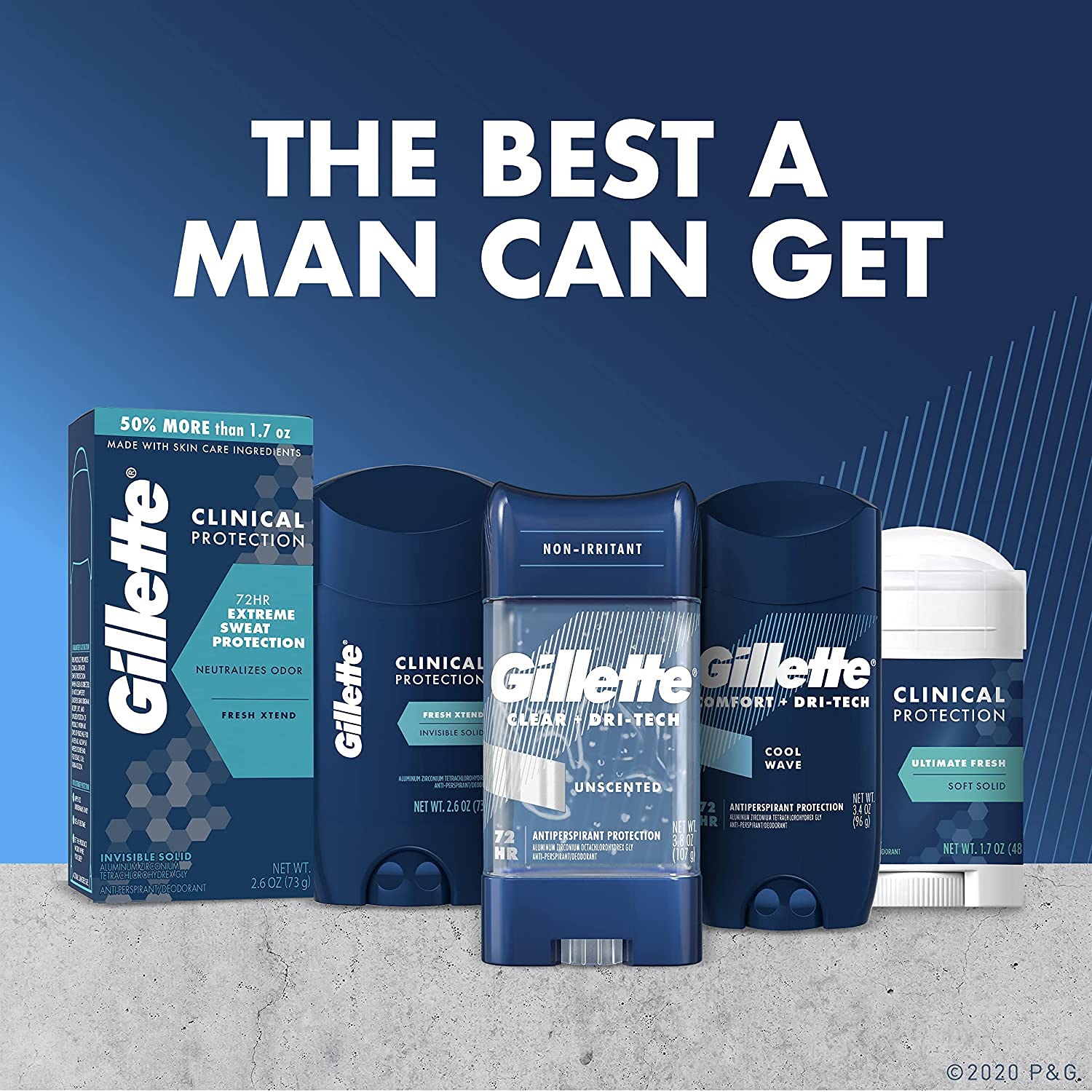 Gillette Clinical Advanced Solid for Long Lasting Sweat Protection, Ultimate Fresh, 2.6 Ounce, Mens Razors / Blades