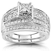 Kobelli Princess Diamond Wedding Ring Set 1 Carat (ctw) in 14K White or Yellow Gold