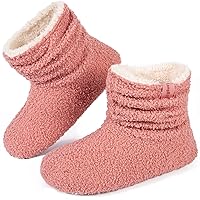 LongBay Women’s Warm Curly Fur Bootie Slippers Comfy Plush Fleece Boots Memory Foam House Shoes