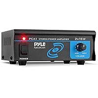 Pyle 2x15 Watt Stereo Power Amplifier - Compact Mini 2-Channel Portable Home Audio Speaker Receiver Box for Amplified Speakers Sound System with RCA Cable L/R Input for CD Player, Tuner, MP3 - PCA1.5