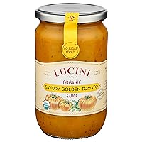 Lucini Organic Golden Tomato Sauce - Classic Italian Sauce in Glass Jar - Fresh Organic Tomatoes - No Sugar Added Pasta Sauce, 24 oz