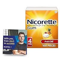 Nicorette 4mg Nicotine Gum to Help Quit Smoking with Behavioral Support Program - Fruit Chill Flavored Stop Smoking Aid, 160 Count