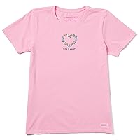 Life is Good Women's Short Sleeve Crusher Crew Neck Vintage Seashells Heart Graphic T-Shirt