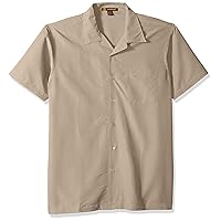 Harritton Men's Barbados Textured Camp Wrinkle Resistant Short Sleeve Dress Shirt, Khaki, X