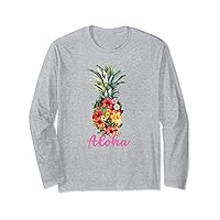 Aloha Pineapple Hawaiian Hibiscus Flowers Hawaii Summer Tee Long Sleeve T-Shirt