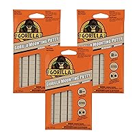 Gorilla Mounting Putty, Non-Toxic Hanging Adhesive, Removeable &  Repositionable, 84 Pre-Cut Squares, 8pk - 2oz/56g, Natural Tan Color, (Pack  of 8)