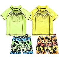 Body Glove Toddler Baby Boys' Rash Guard Set - 4 Piece UPF 50+ Short Sleeve Swim Shirt and Bathing Suit Swimsuit Set