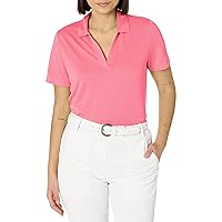 PGA Tour Women's Airflux Short Sleeve Golf Polo Shirt, With Moisture-Wicking Fabric And Sun Protection (Size X-Small - Xx-Large), Flowering Ginger, XX-Large