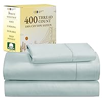 California Design Den Softest 100% Cotton Sheets, Twin Sheets Set, 3 Pc, 400 Thread Count Sateen, Dorm Rooms & Adults, Deep Pocket Sheets, Cooling Sheets, Twin Bed Sheets (Seafoam)