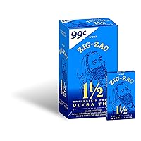 Zig-Zag Rolling Papers Ultra Thin 1 1/2 Size, 24 Booklets Retailer Box, Blue. Pre Priced .99 booklets